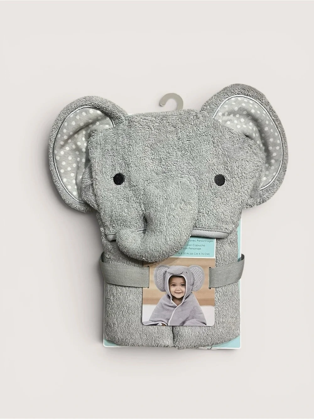 Gray Elephant Hooded Baby Towel